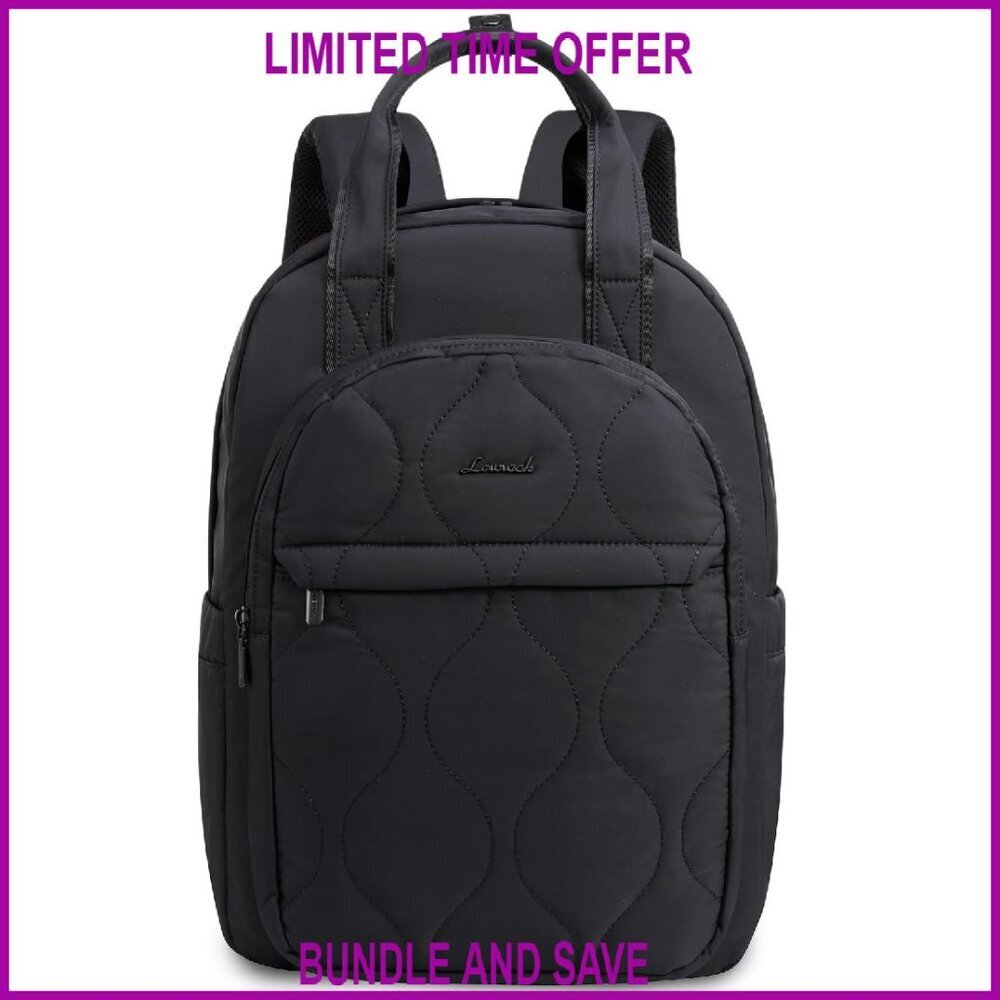 Quilted Laptop Backpack for 17.3 Inch Computer, Water-Resistant Travel Daypack